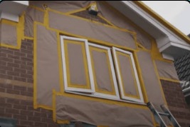 Masked windows ready for UPVC spraying in Bandon Cork