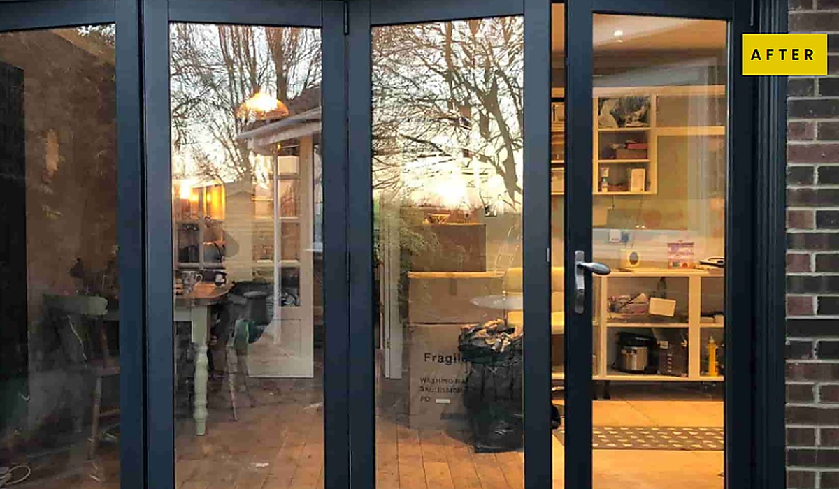 After UPVC doors and windows were sprayed anthracite grey